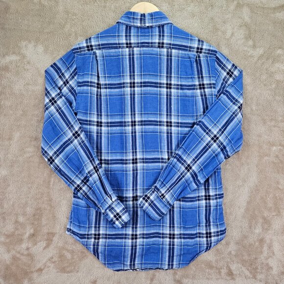 Polo Ralph Lauren 100% Linen Shirt Button-Down Men's Size S Blue Long Sleeve - Picture 2 of 10